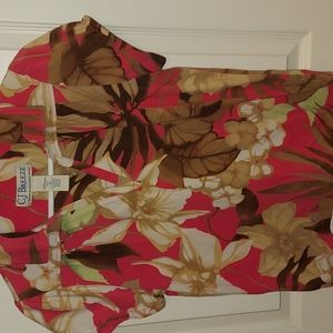 Tropical Floral Print Short Sleeve CJ Breeze Top Size Missy Medium